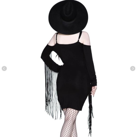 KILLSTAR Nix cold shoulder fringe dress - Picture 4 of 7